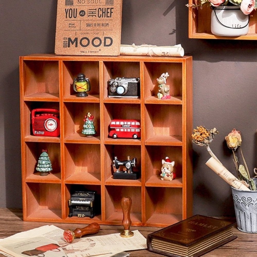 Apothecary Wooden Desk Organizer 16 compartments, Wall Organizer
